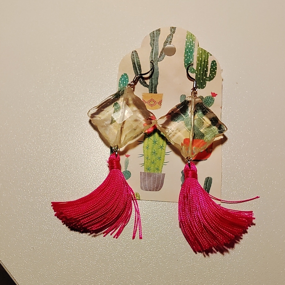 Pink Tassel Earrings